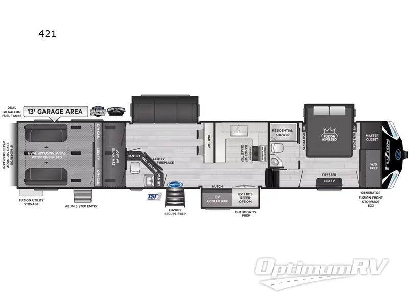 2023 Keystone Fuzion 421 RV Floorplan Photo