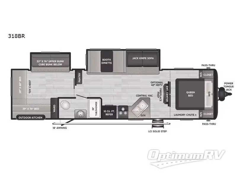 2022 Keystone Hideout 318BR RV Floorplan Photo