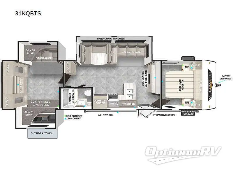 2023 Forest River Wildwood 31KQBTS RV Floorplan Photo