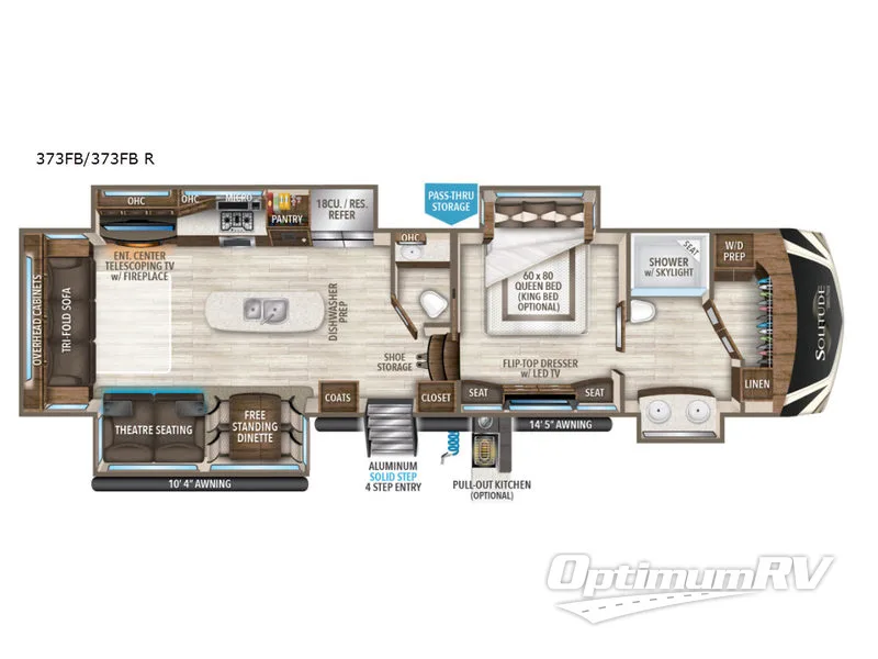 2019 Grand Design Solitude 373FB RV Floorplan Photo