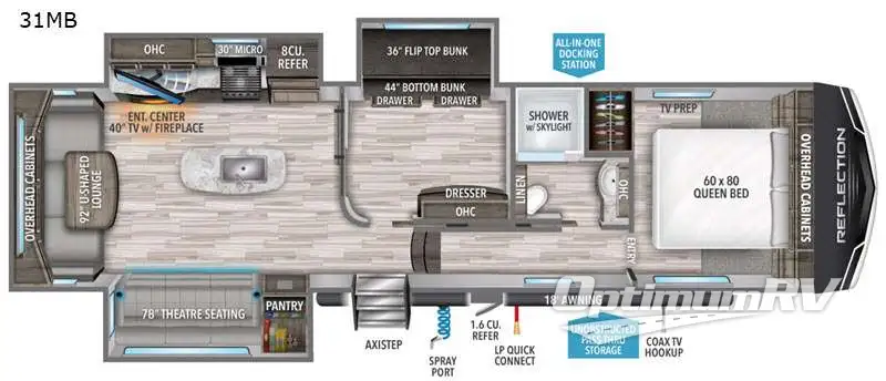 2021 Grand Design Reflection 31MB RV Floorplan Photo