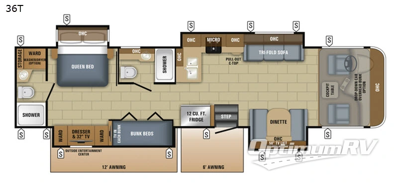 2018 Jayco Precept 36T RV Floorplan Photo