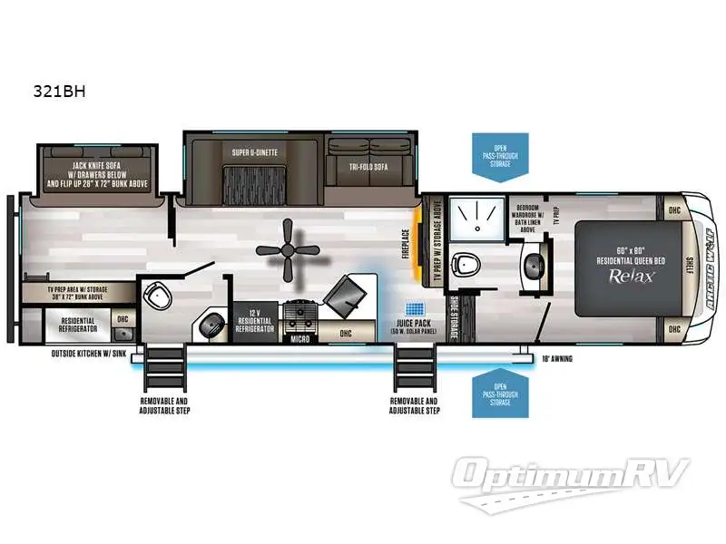 2022 Forest River Cherokee Arctic Wolf 321BH RV Floorplan Photo