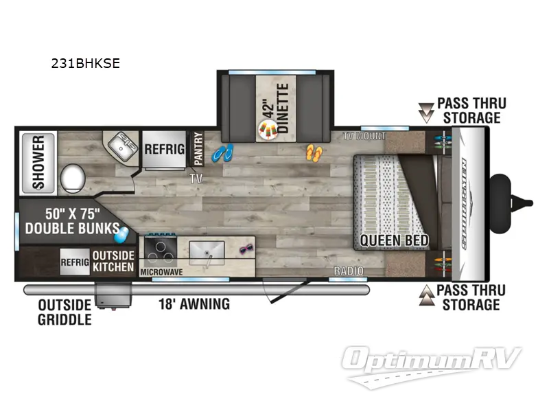 2022 KZ Sportsmen SE 231BHKSE RV Floorplan Photo