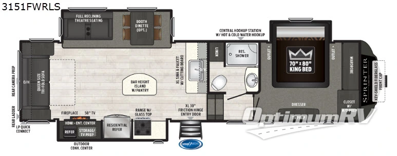 2019 Keystone Sprinter 3151FWRLS RV Floorplan Photo