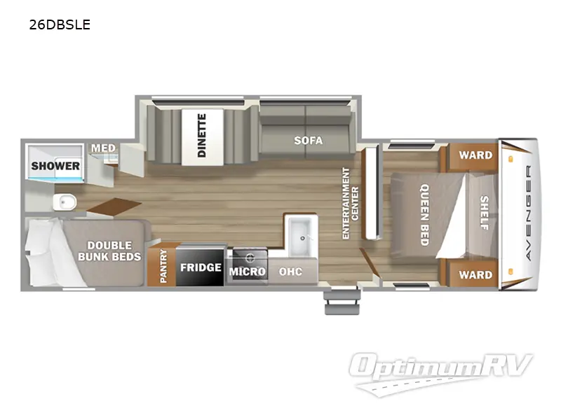 2022 Prime Time Avenger 26DBSLE RV Floorplan Photo