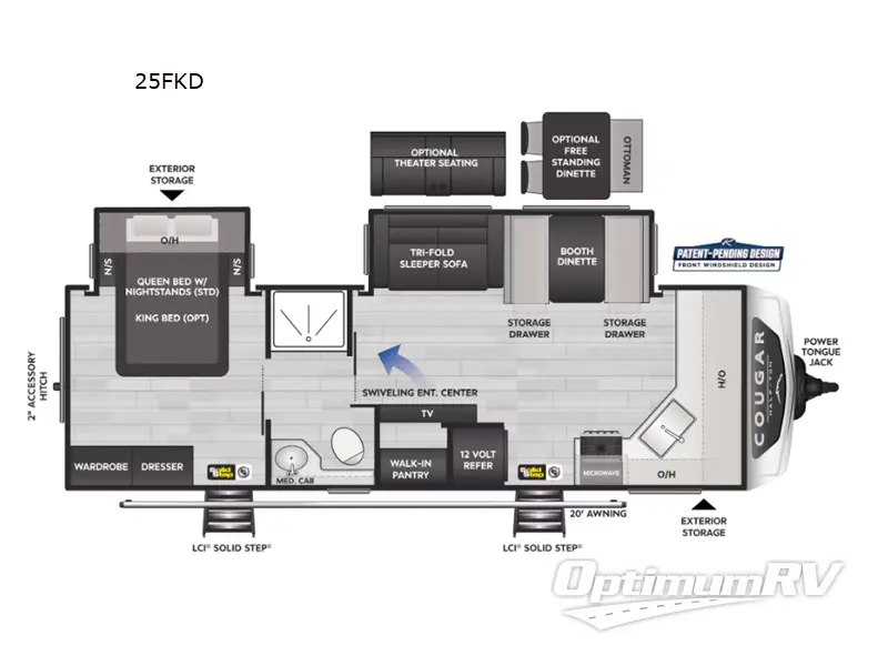 2025 Keystone Cougar Half-Ton 25FKD RV Floorplan Photo