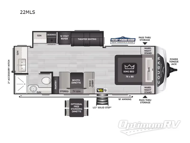 2025 Keystone Cougar Half-Ton 22MLS RV Floorplan Photo