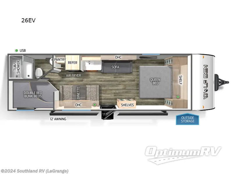 2025 Forest River Cherokee Grey Wolf 26EV RV Floorplan Photo