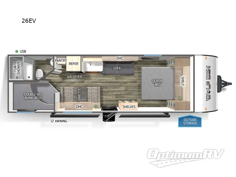 2025 Forest River Cherokee Wolf Den 26EV RV Floorplan Photo