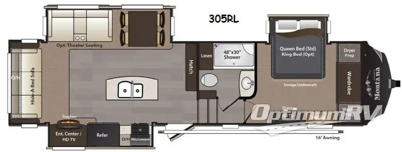 2016 Keystone Montana High Country 305RL RV Floorplan Photo