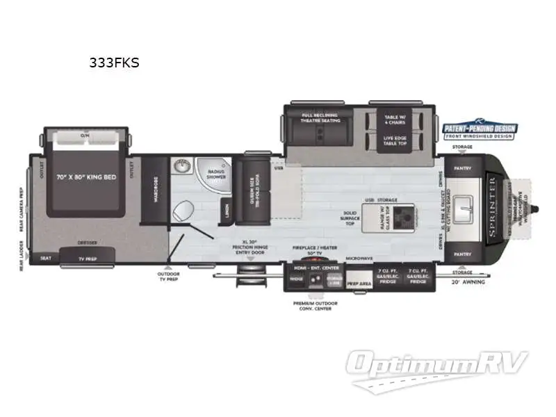 2021 Keystone Sprinter Limited 333FKS RV Floorplan Photo