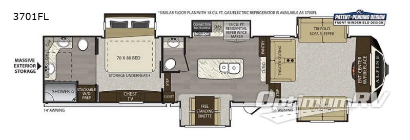 2019 Keystone alpine 3701FL RV Floorplan Photo