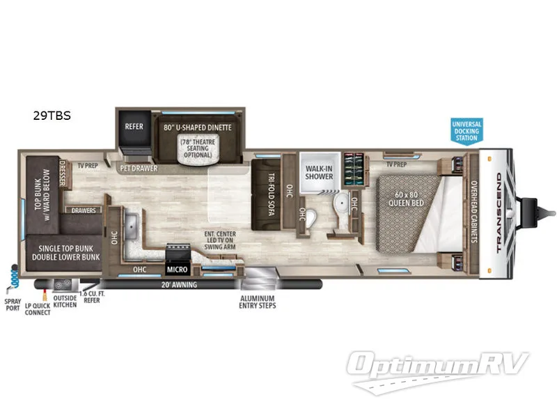 2019 Grand Design Transcend 29TBS RV Floorplan Photo