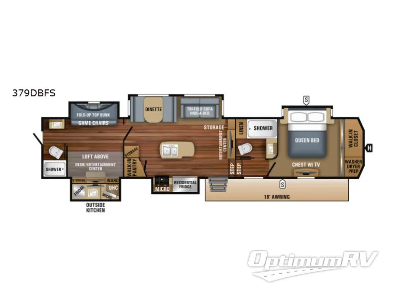 2018 Jayco North Point 379DBFS RV Floorplan Photo