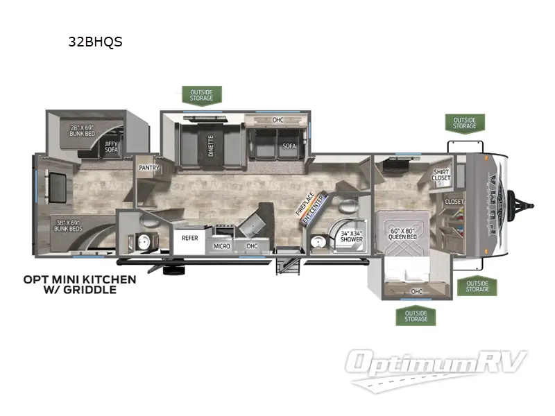 2024 Palomino Puma 32BHQS RV Floorplan Photo