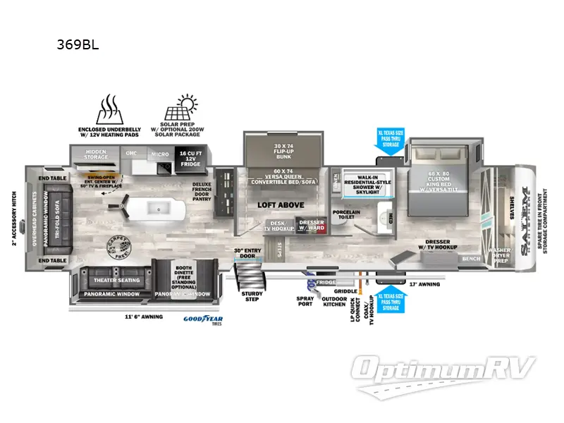 2024 Forest River Salem Hemisphere 369BL RV Floorplan Photo