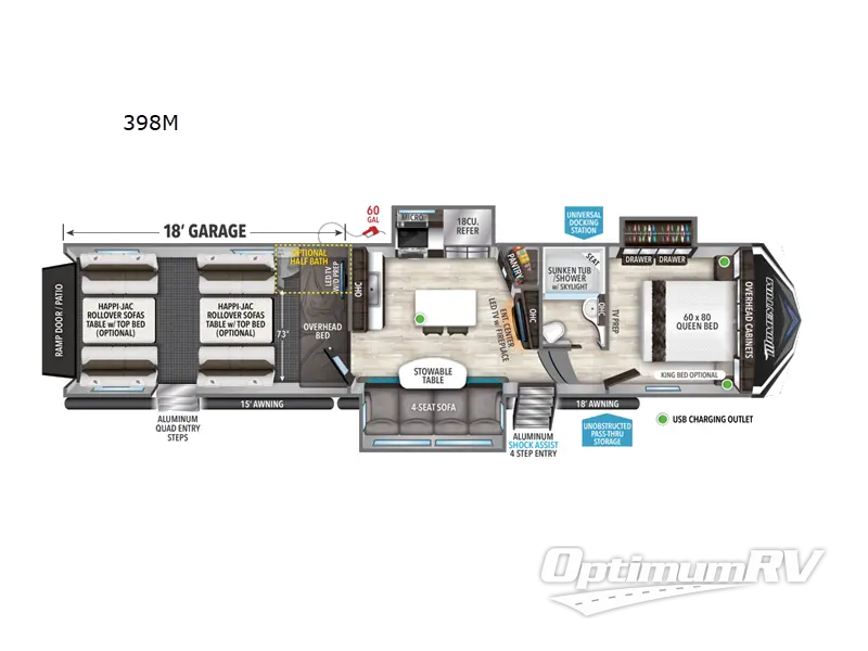 2022 Grand Design Momentum M-Class 398M RV Floorplan Photo