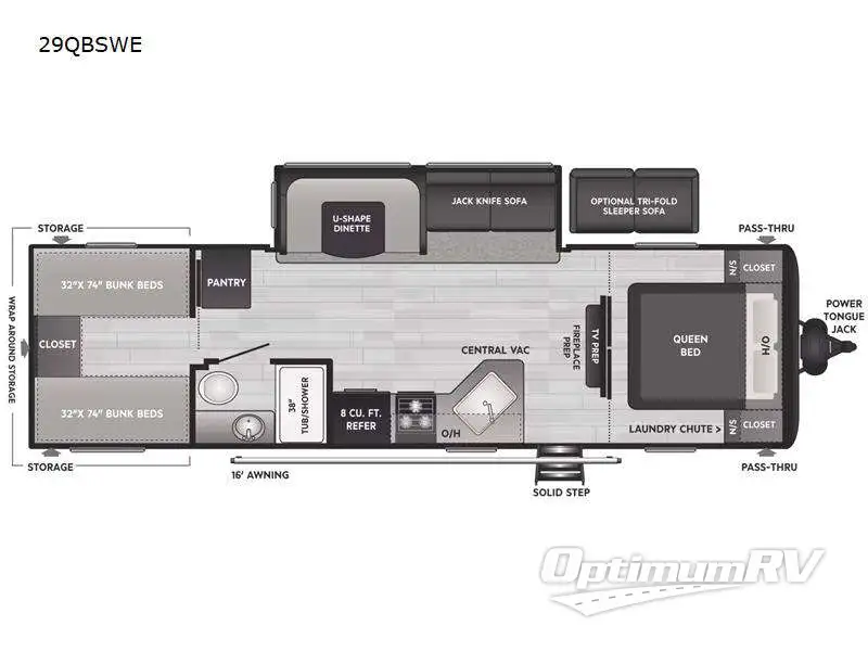 2023 Keystone Hideout 29QBSWE RV Floorplan Photo