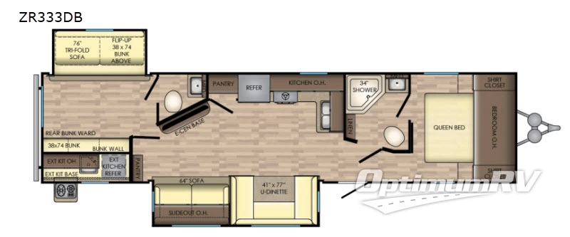 2018 CrossRoads Zinger ZR333DB RV Floorplan Photo