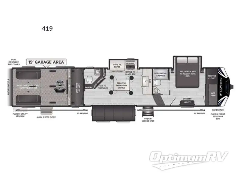 2021 Keystone Fuzion 419 RV Floorplan Photo