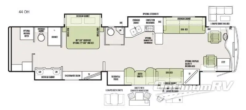 2016 Tiffin Phaeton 44 OH RV Floorplan Photo