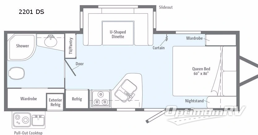 2017 Winnebago Towables Minnie 2201 DS RV Floorplan Photo