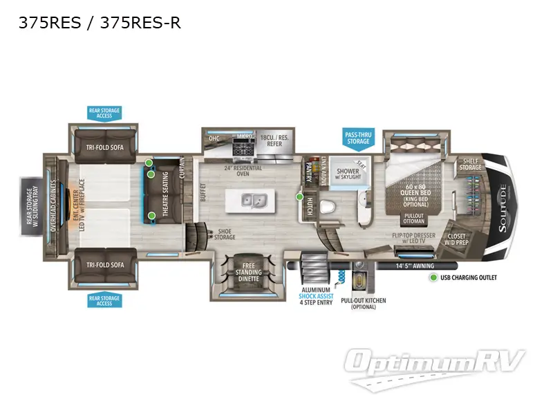 2022 Grand Design Solitude 375RES R RV Floorplan Photo