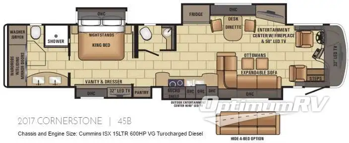 2017 Entegra Cornerstone 45B RV Floorplan Photo