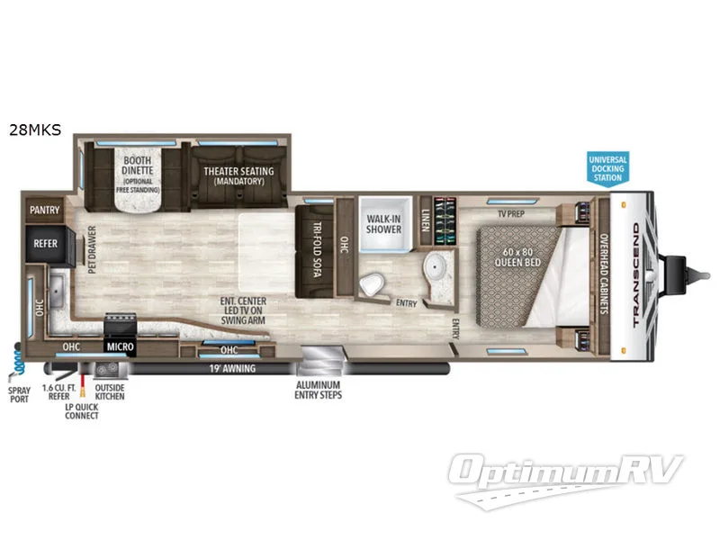 2019 Grand Design Transcend 28MKS RV Floorplan Photo