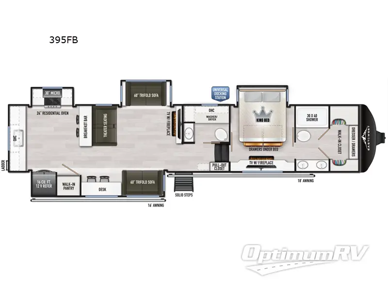 2025 East To West Ahara 395FB RV Floorplan Photo