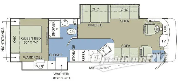 2005 Holiday Rambler Neptune 34 SBD RV Floorplan Photo