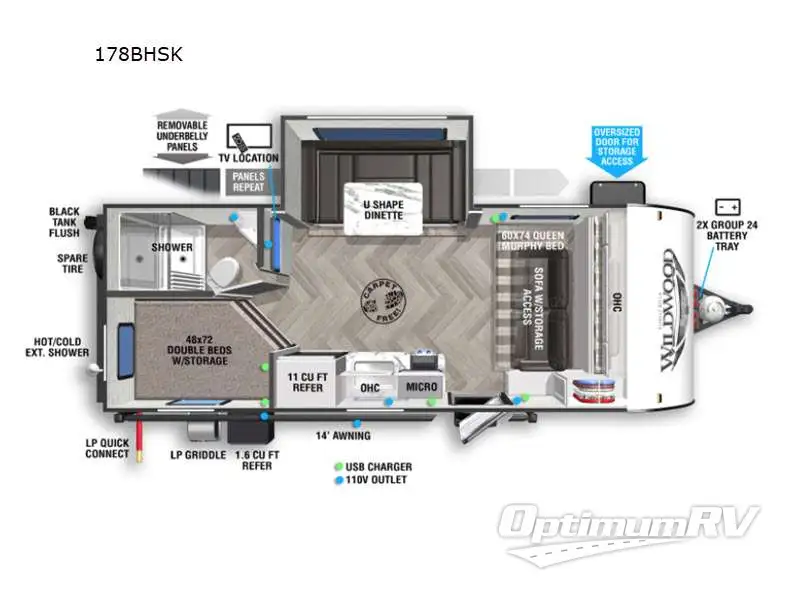 2021 Forest River Wildwood FSX 178BHSK RV Floorplan Photo