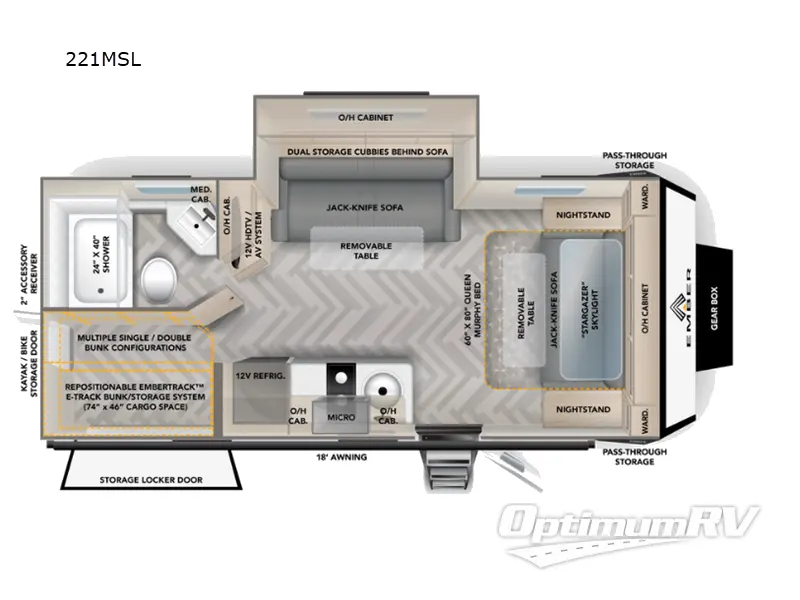 2023 Ember Overland Series 221MSL RV Floorplan Photo