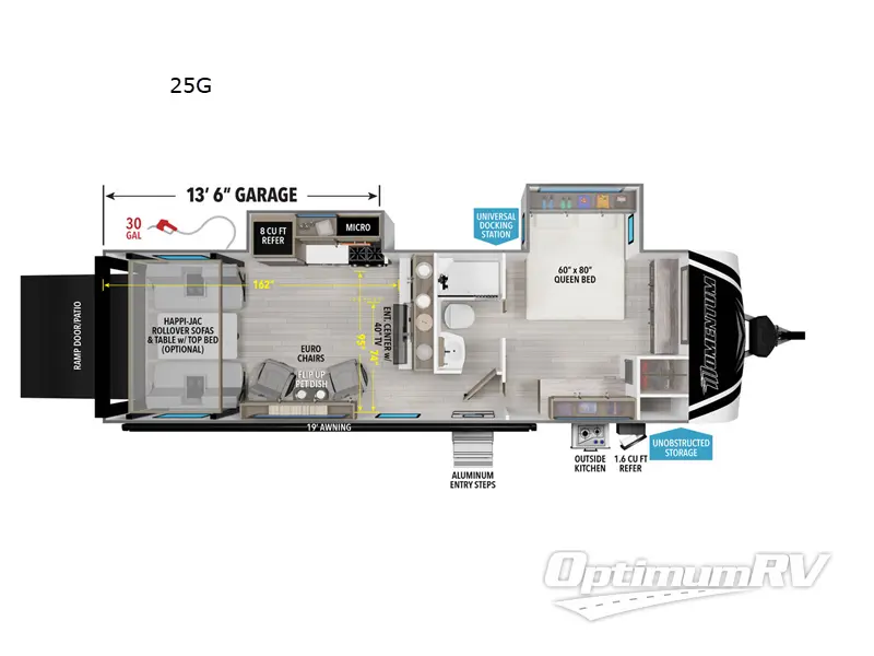 2025 Grand Design Momentum G-Class 25G RV Floorplan Photo