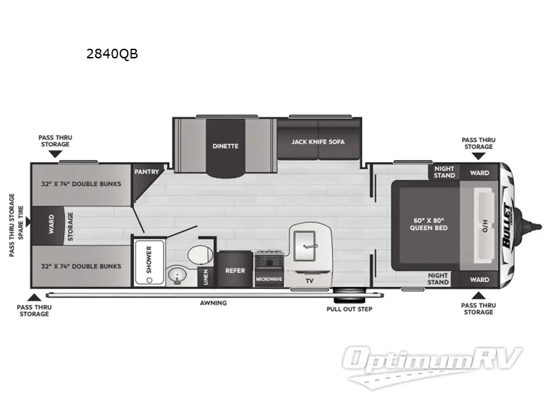 2025 Keystone Bullet Classic 2840QB RV Floorplan Photo