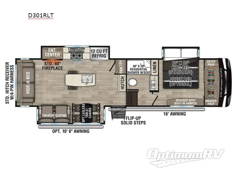 2023 KZ Durango D301RLT RV Floorplan Photo