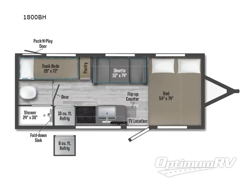 2025 Winnebago Micro Minnie 1800BH RV Floorplan Photo