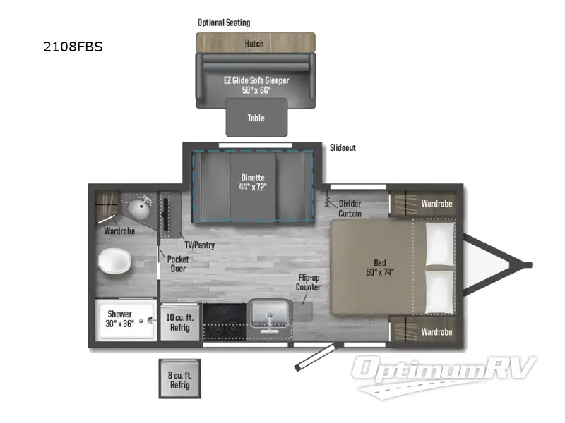 2025 Winnebago Micro Minnie 2108FBS RV Floorplan Photo