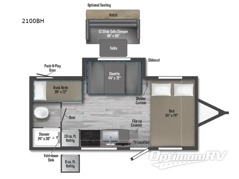 2025 Winnebago Micro Minnie 2100BH RV Floorplan Photo