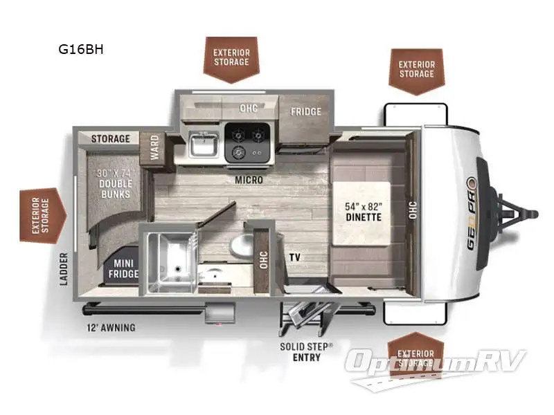 2023 Forest River Rockwood GEO Pro G16BH RV Floorplan Photo