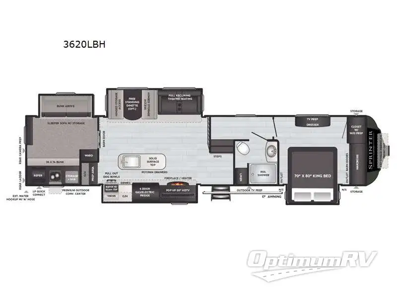 2021 Keystone Sprinter Limited 3620LBH RV Floorplan Photo