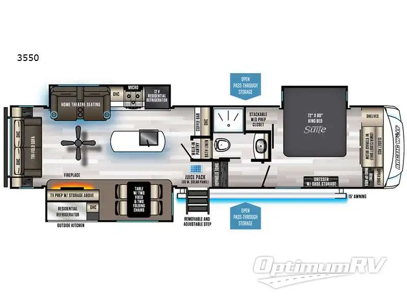 2022 Forest River Cherokee Arctic Wolf Suite 3550 RV Floorplan Photo