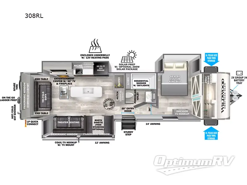 2023 Forest River Wildwood Heritage Glen 308RL RV Floorplan Photo