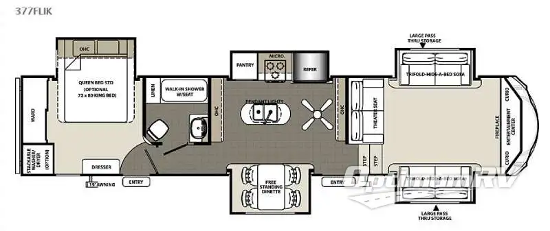 2015 Forest River Sandpiper 377FLIK RV Floorplan Photo