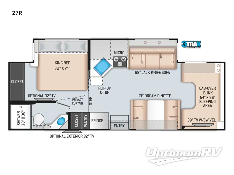 2022 Thor Chateau 27R RV Floorplan Photo