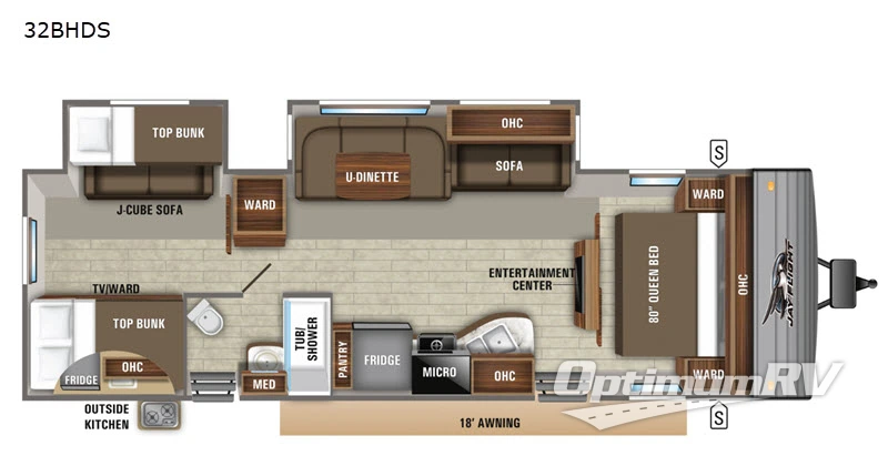 2020 Jayco Jay Flight 32BHDS RV Floorplan Photo