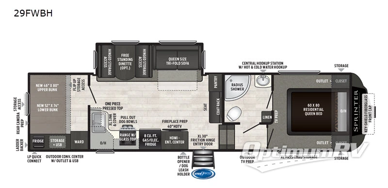 2020 Keystone Sprinter Campfire Edition 29FWBH RV Floorplan Photo