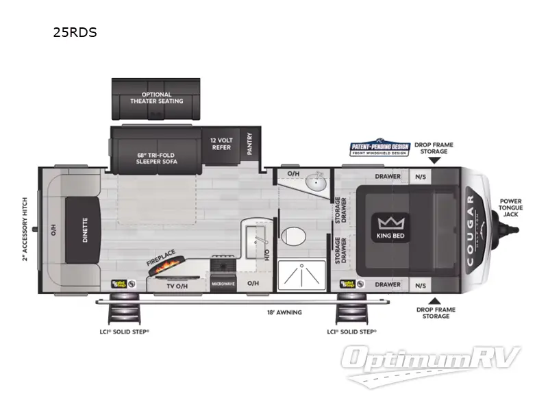 2025 Keystone Cougar Half-Ton 25RDS RV Floorplan Photo