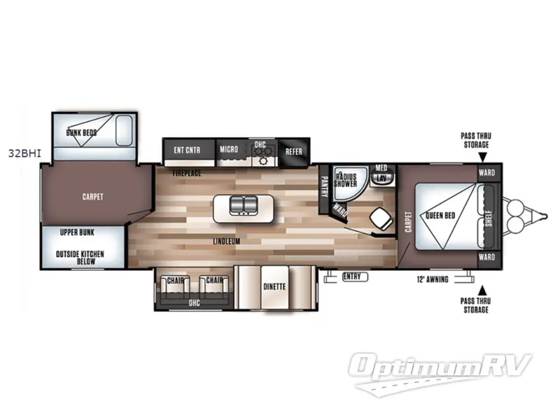 2018 Forest River Wildwood 32BHI RV Floorplan Photo